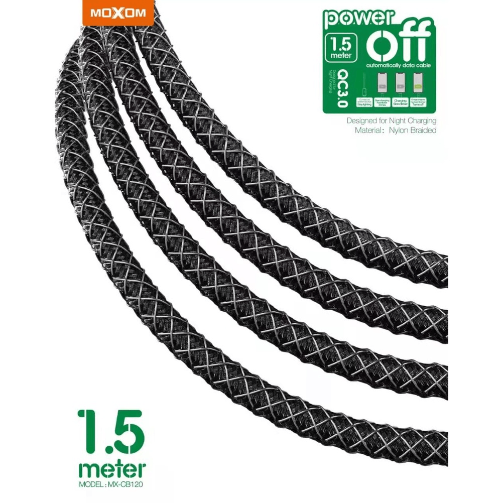 كابل بيانات Moxom Auto Power OFF QC3.0 Type C MX-CB120