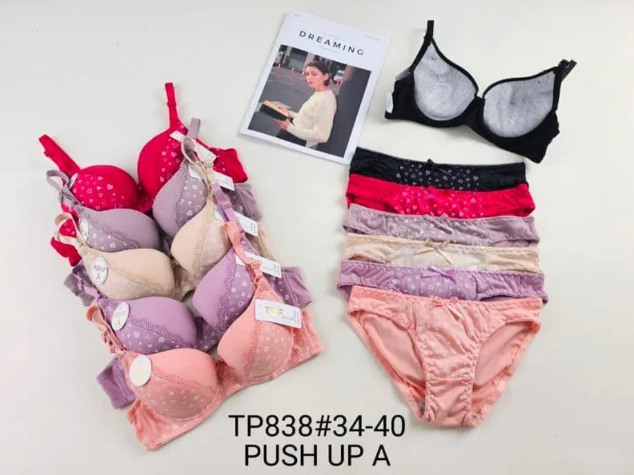 TDF Cotton Push Up A Bra & Panty Set - TP838#