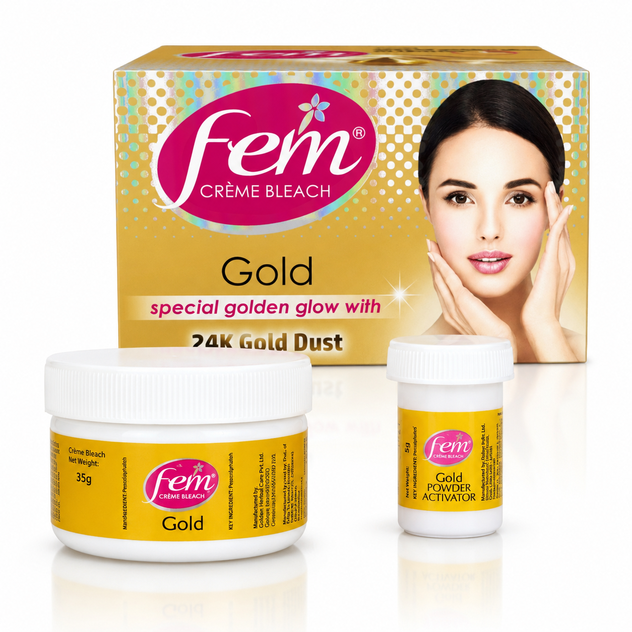Fem Creme Bleach Gold with 24K Gold Dust - 40g
