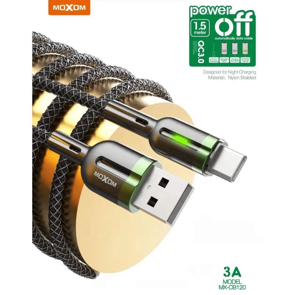 Moxom Auto Power OFF QC3.0 Type C Data Cable MX-CB120