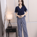 Women's Casual Korean Fashion Pajamas 2 Pcs Set - 9037#