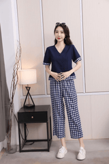 طقم بيجامات نسائية كاجوال على الطراز الكوري مكون من قطعتين - 9037#