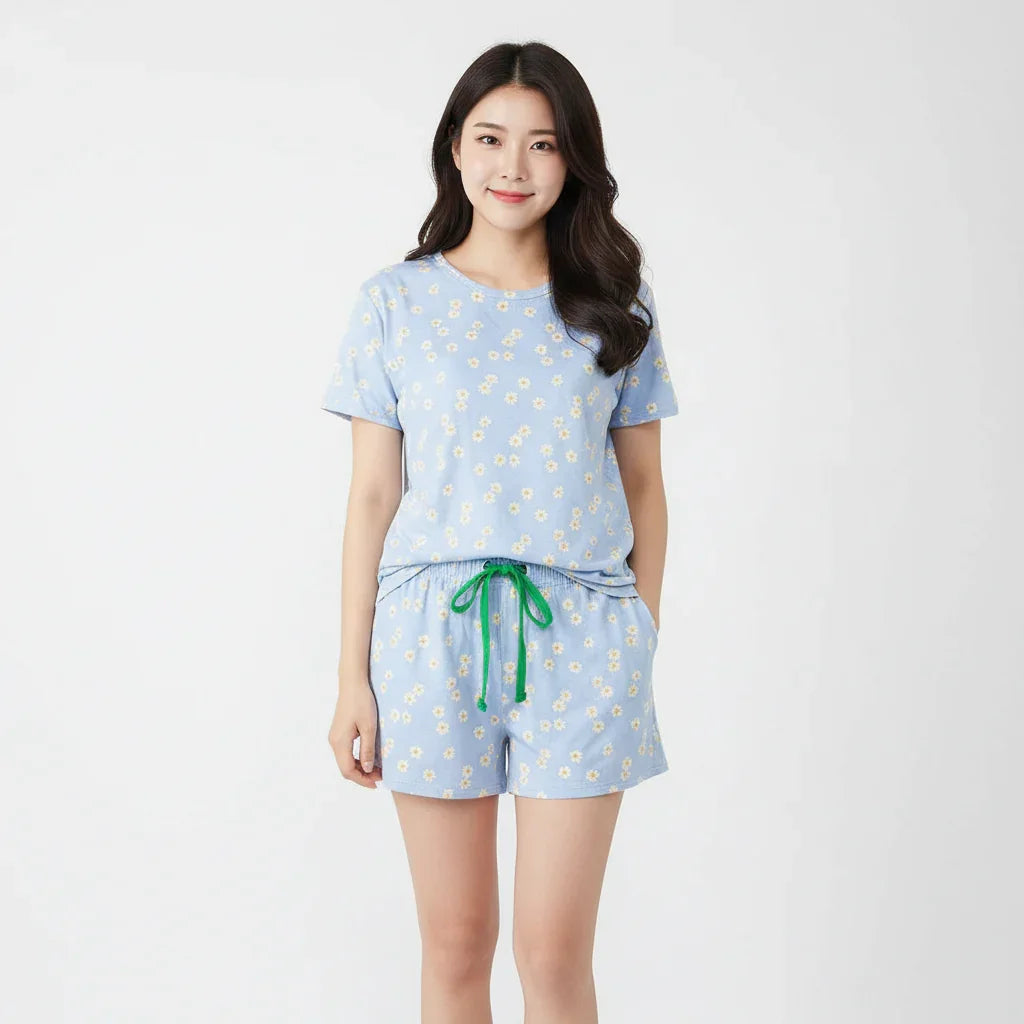 Trendy Cotton T-Shirt & Shorts 2pcs Set #7351