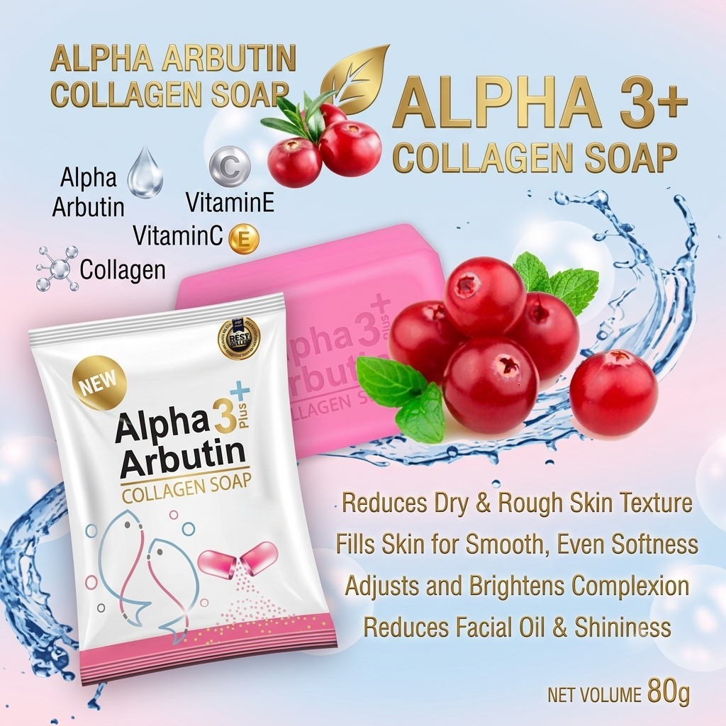 Venut White Alpha Arbutin 3 Plus Collagen Soap - 80g (New Packing)