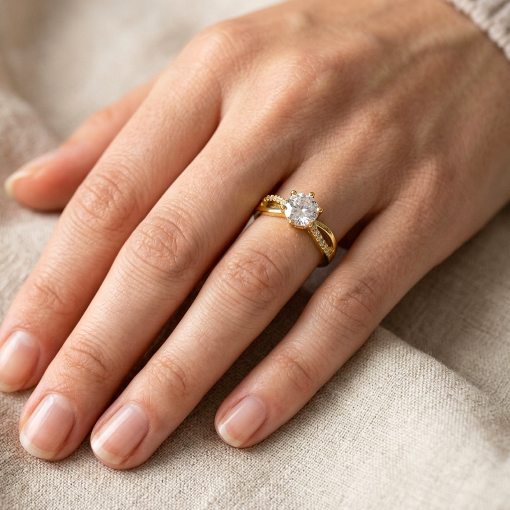 Women's Unique Gold Design Stainless Steel Ring #37