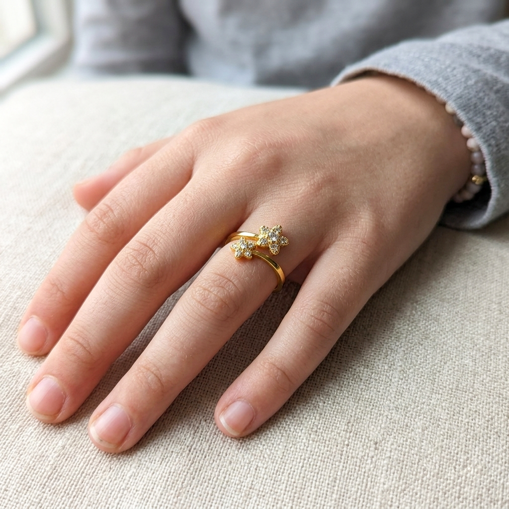 Women's Unique Gold Design Stainless Steel Ring #38