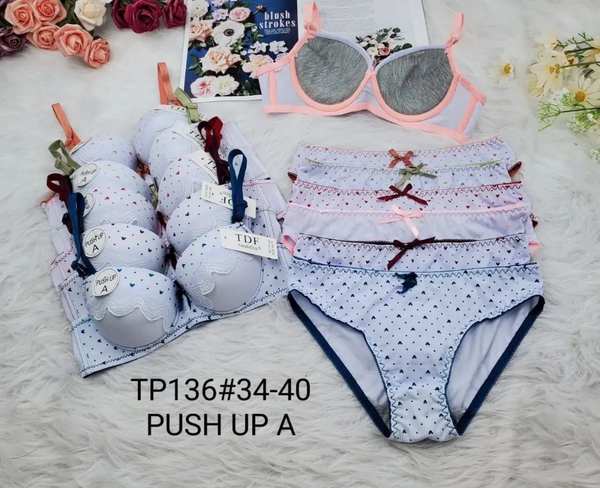 طقم حمالة صدر وملابس داخلية من TDF Push Up A - TP136