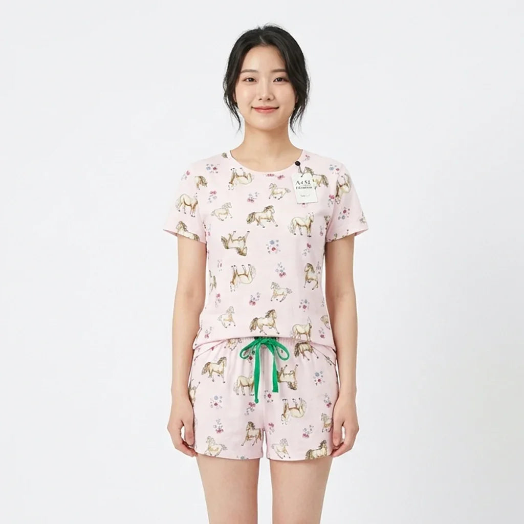 Trendy Cotton T-Shirt & Shorts 2pcs Set #7351