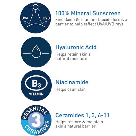 CeraVe Hydrating Mineral Sunscreen SPF 50 Face Lotion - 75ml