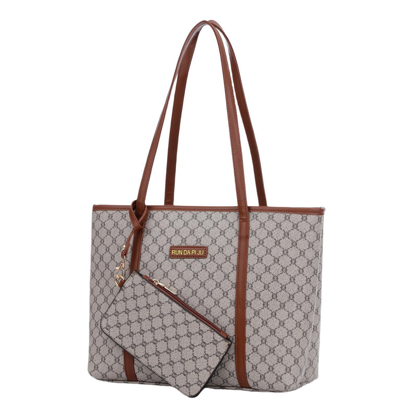 Women's Vintage Pattern Large Tote Bag With Small Purse - 9022#
