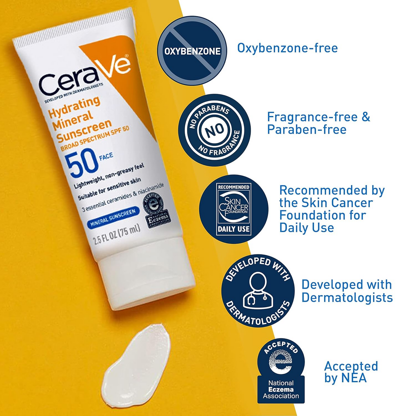 CeraVe Hydrating Mineral Sunscreen SPF 50 Face Lotion - 75ml