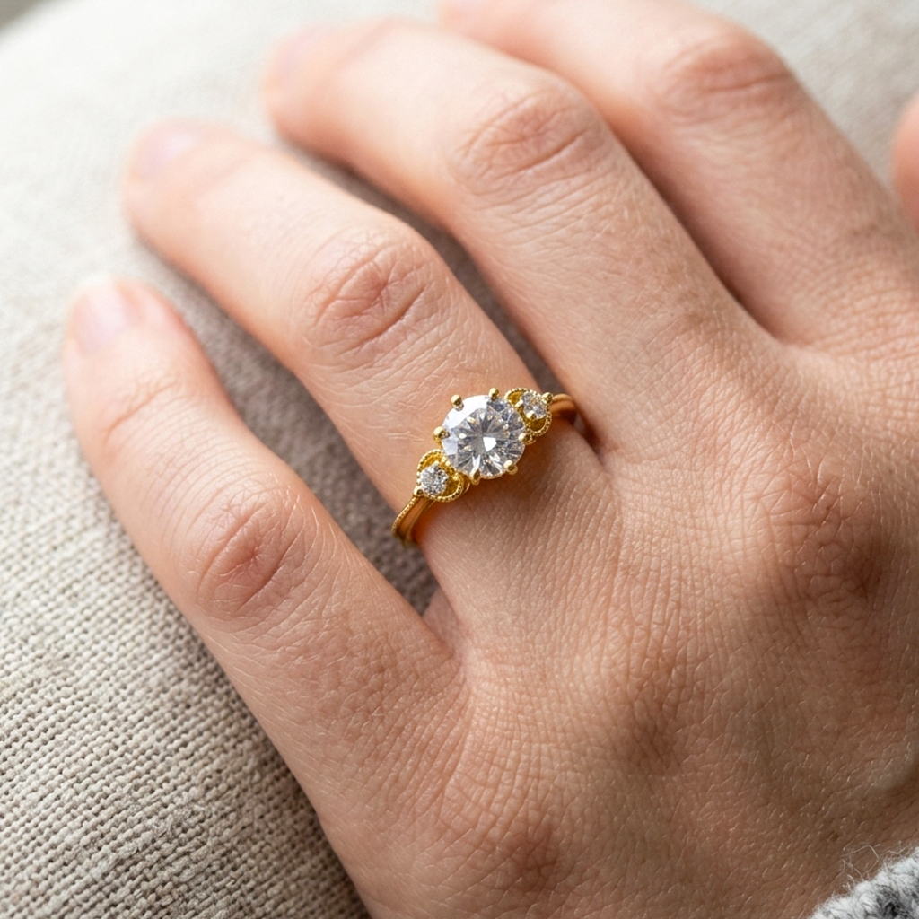 Women's Unique Gold Design Stainless Steel Ring #40