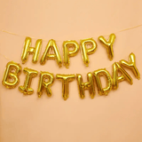 Happy Birthday Balloons Banner 13 Pcs Set (Gold)