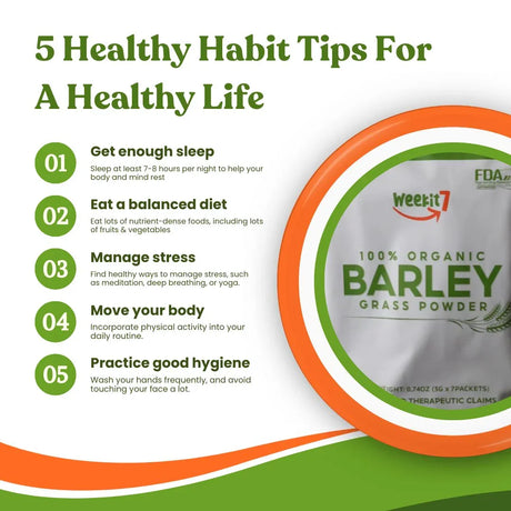 Weekit7 100% Organic Barley Grass Powder - 3g x 7 Sachets