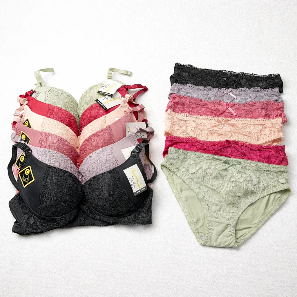 Kiamunashui Cotton Push Up C Bra & Panty Set - 792#