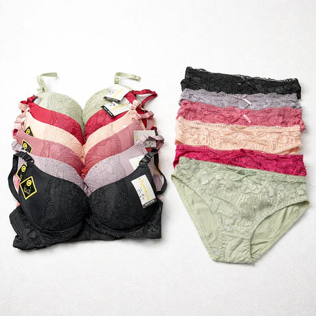 Kiamunashui Cotton Push Up C Bra & Panty Set - 792#