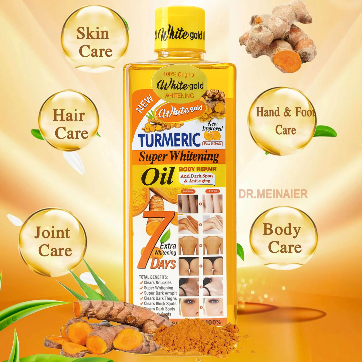 White Gold Turmeric Super Brightening Body Repair Oil - 500ml