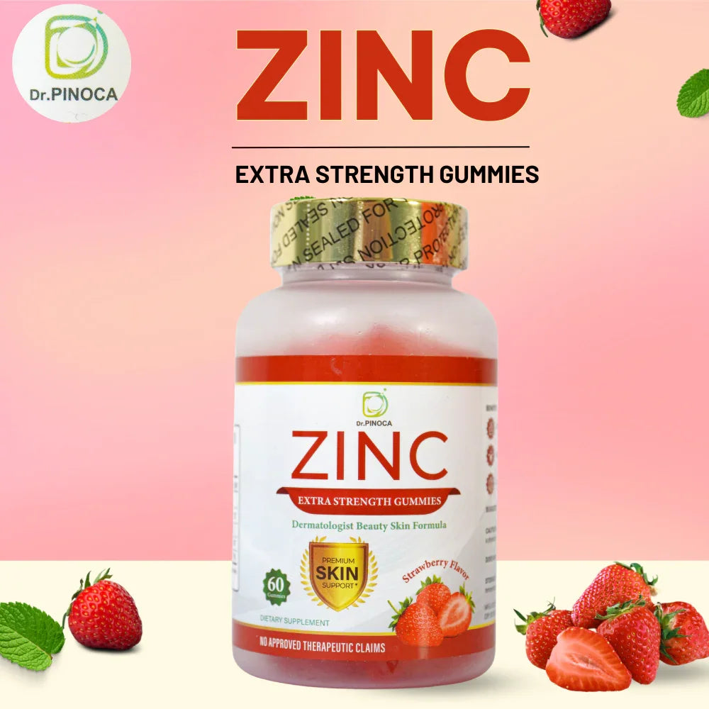 Dr. Pinoca Zinc Extra Strength Gummies Strawberry Flavour - 60 Gummies