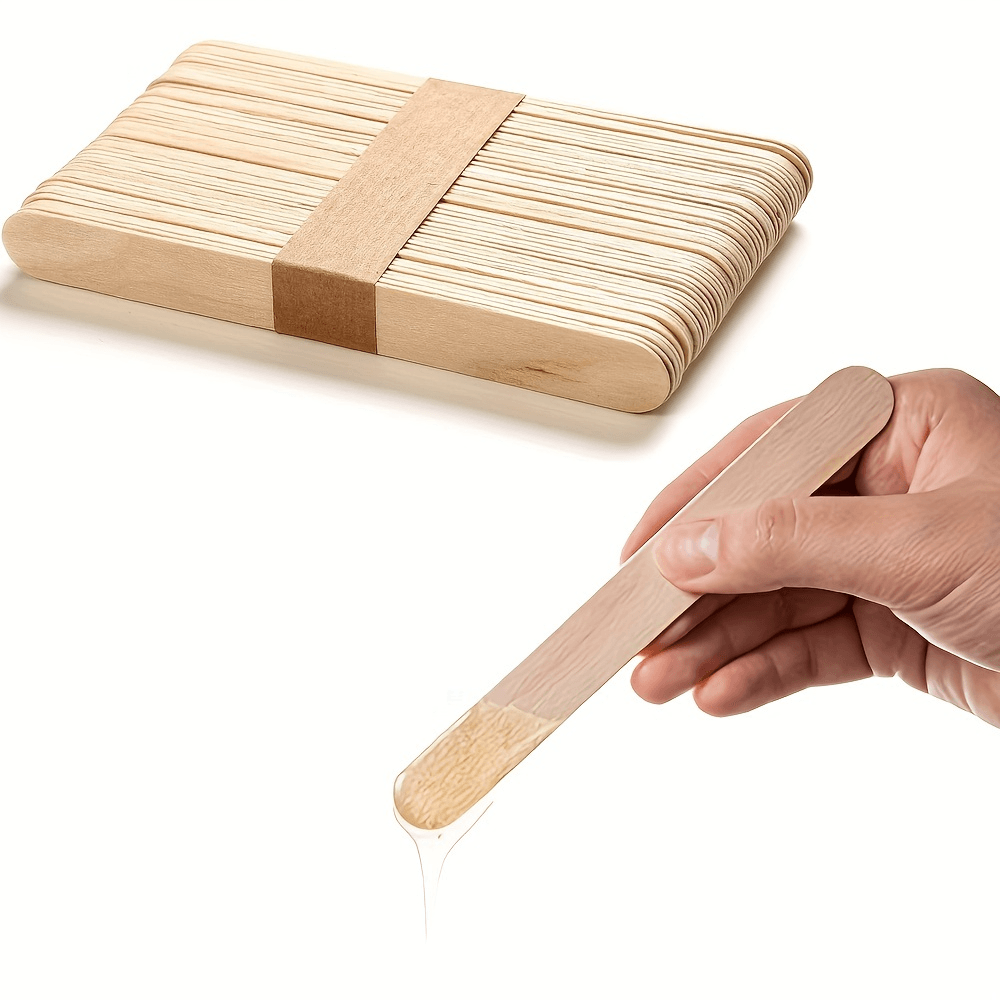 Waxing Natural Wooden Popsicle Sticks - 50Pcs