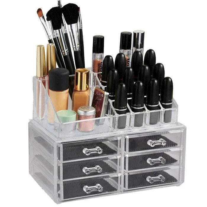 Portable Cosmetics & Jewelry Organizer Storage Box - 6 Drawers