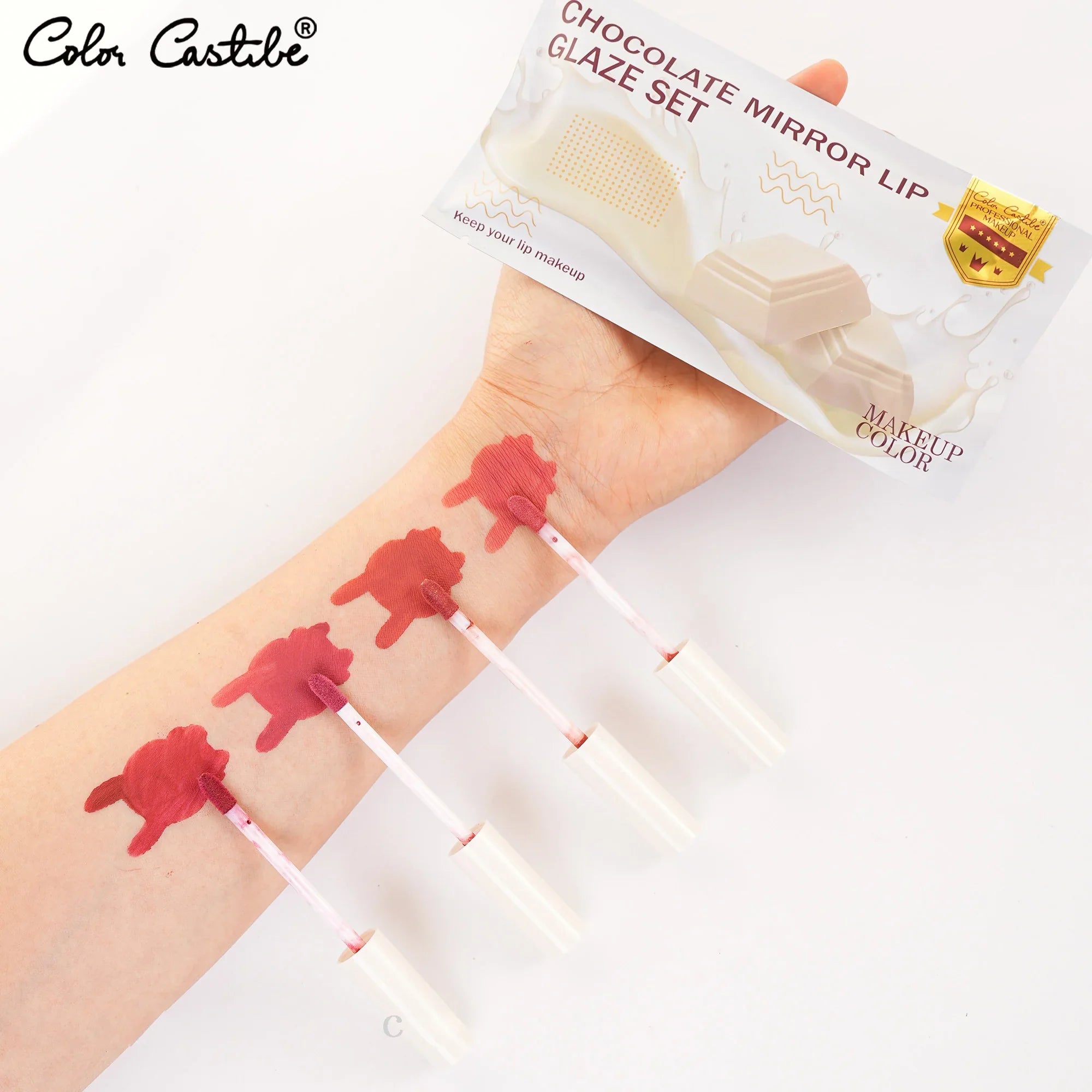 Color Castle Chocolate Mirror Lip Glaze 4 Colors Set