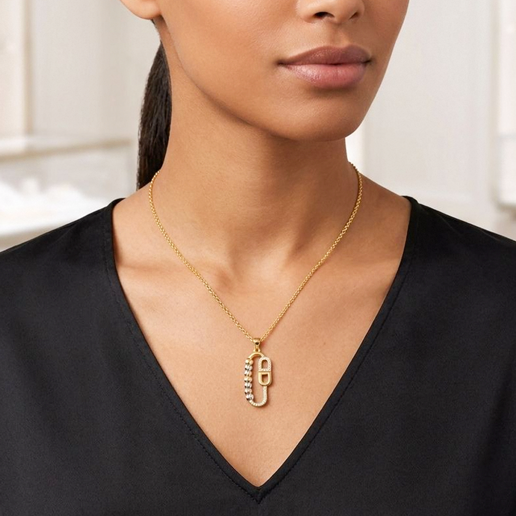 Unique Design Golden Stainless Steel Necklace with pendant - FJ4235