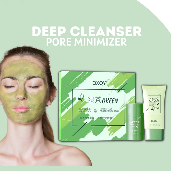 QXQY Green Cleansing Mask Stick & Multi-Effect Protective Cream - 50g+50g