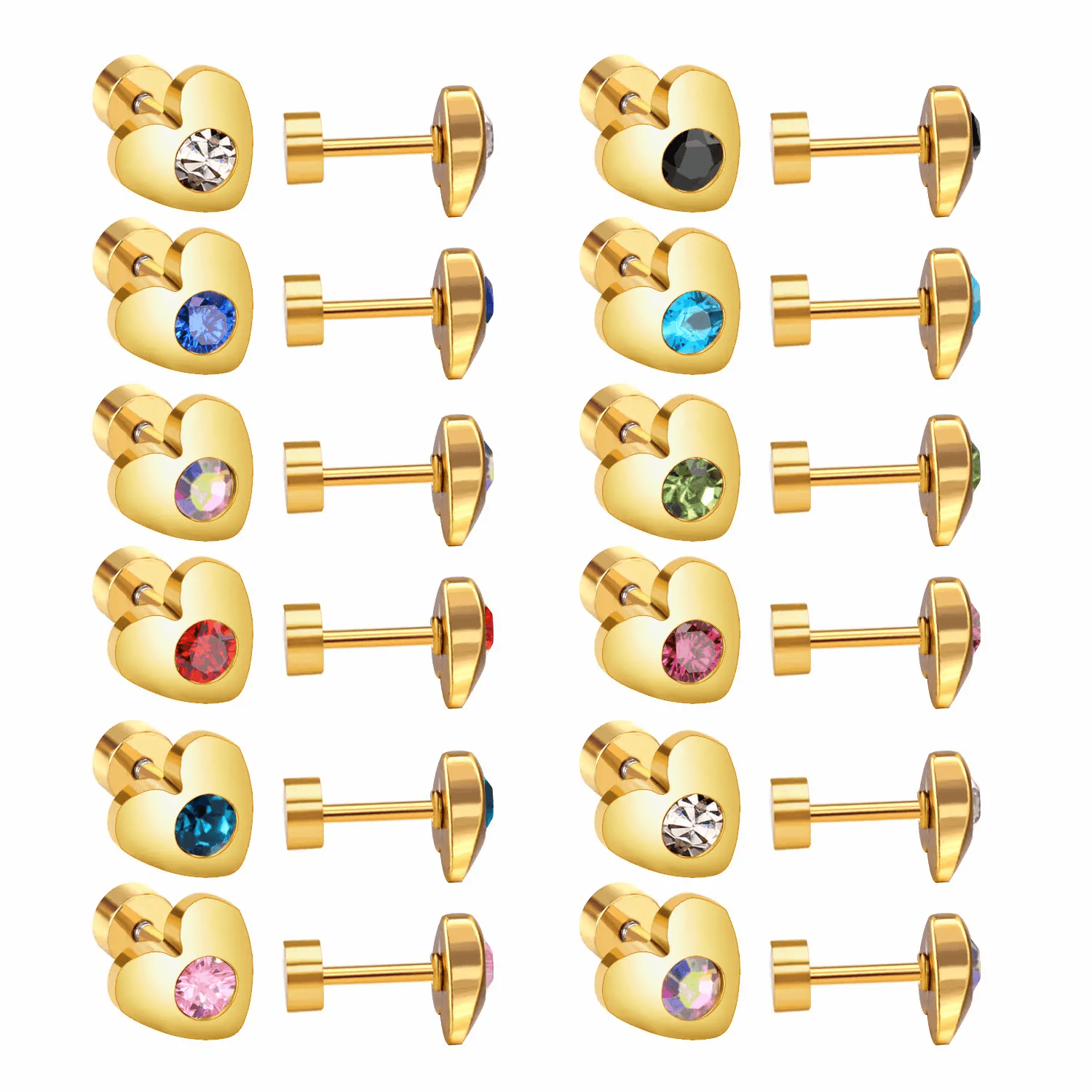 Golden Stainless Steel Stud Earings - 089