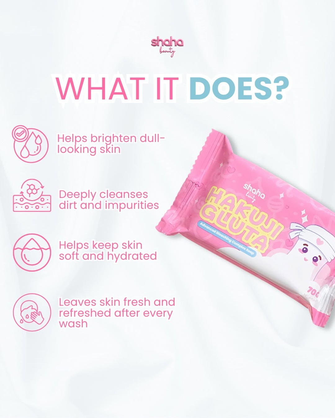 Shaha Beauty Hakuji Gluta Soap - 3 Bars × 70g (210g)