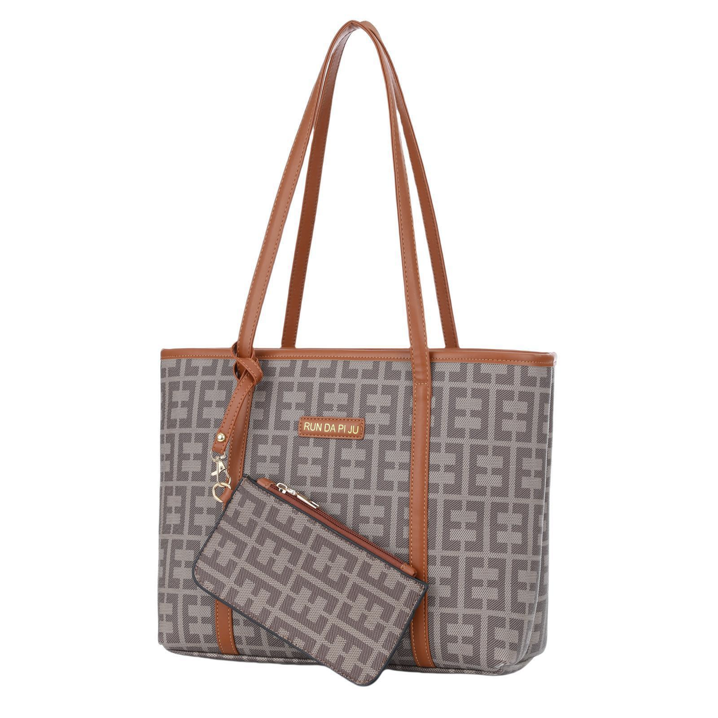 Women's Vintage Pattern Large Tote Bag With Small Purse - 9022#