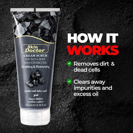 Skin Doctor Face & Body Charcoal Scrub Cream - 200ml