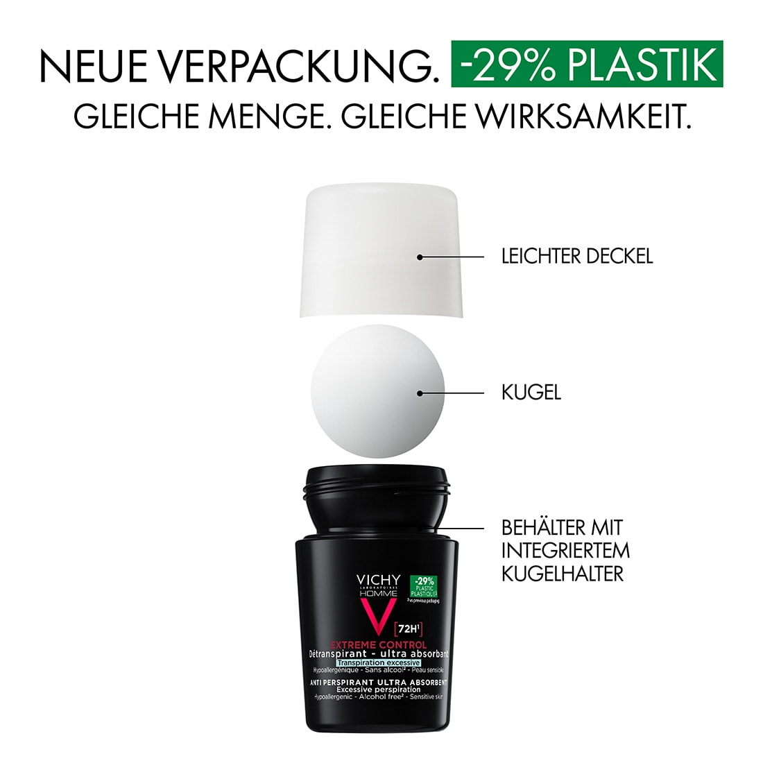 Vichy Homme Extreme Control 72H Deodorant Roll On - 50ml