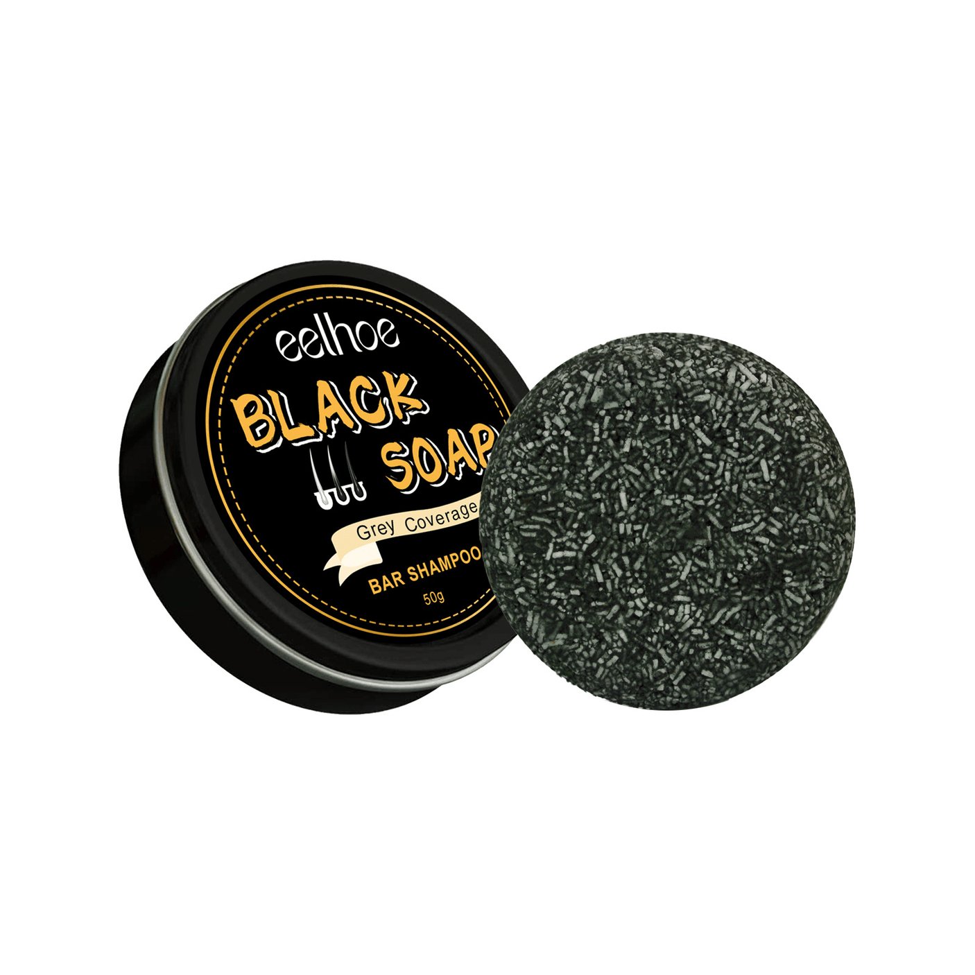 EELHOE Black Soap Grey Coverage Shampoo Bar - 50g