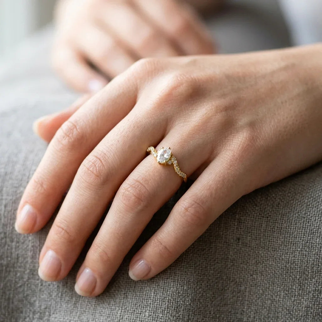 Women's Unique Gold Design Stainless Steel Ring #45