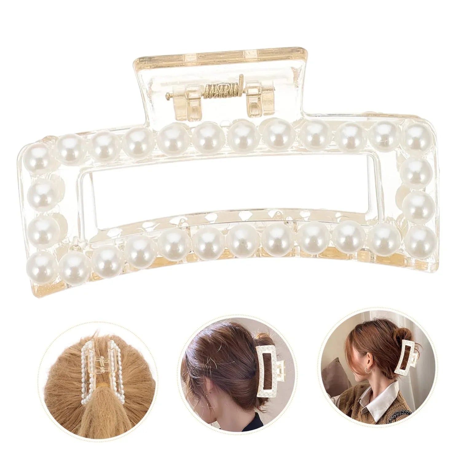 Unique Pearl Design Hair Claw Clips - 3 Pcs (KT-113)