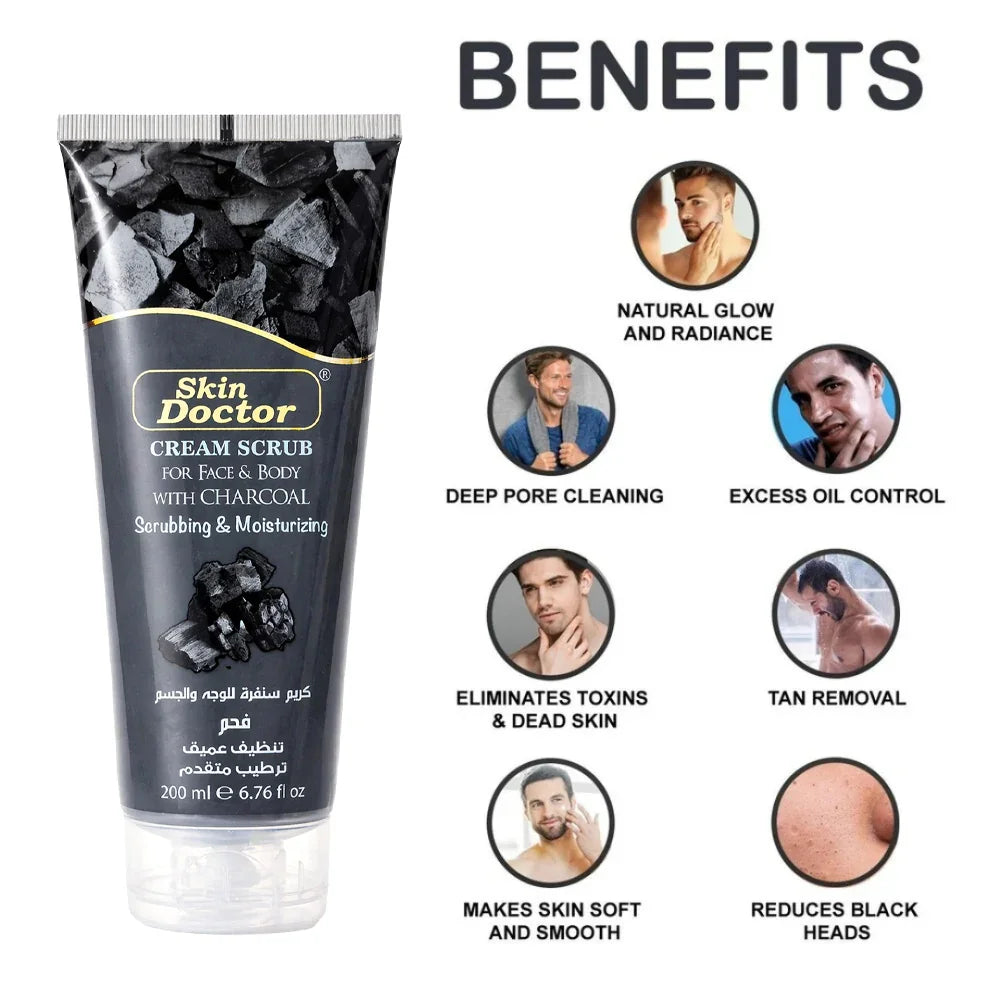 Skin Doctor Face & Body Charcoal Scrub Cream - 200ml