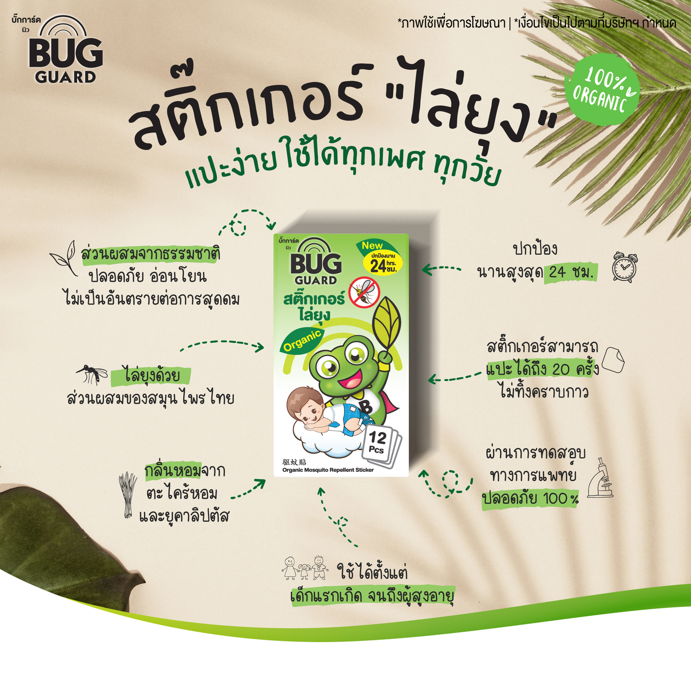 Bug Guard Organic Mosquito Repellent Patches - 12 Pcs