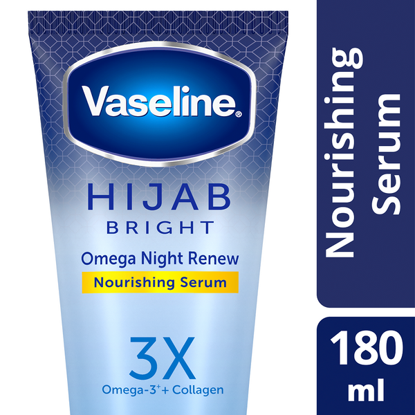 Vaseline Hijab Bright Omega Night Renew Nourishing Serum - 180ml