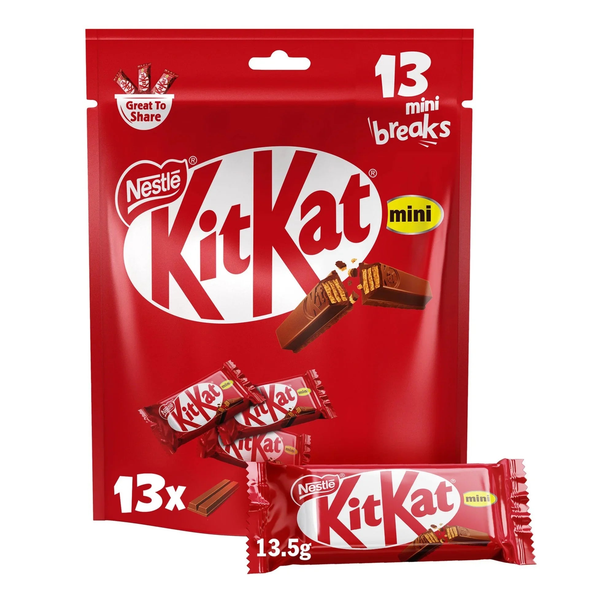 Nestle KitKat 2 Fingers Mini Chocolate Bag - 13 × 13.5g (175.5g)