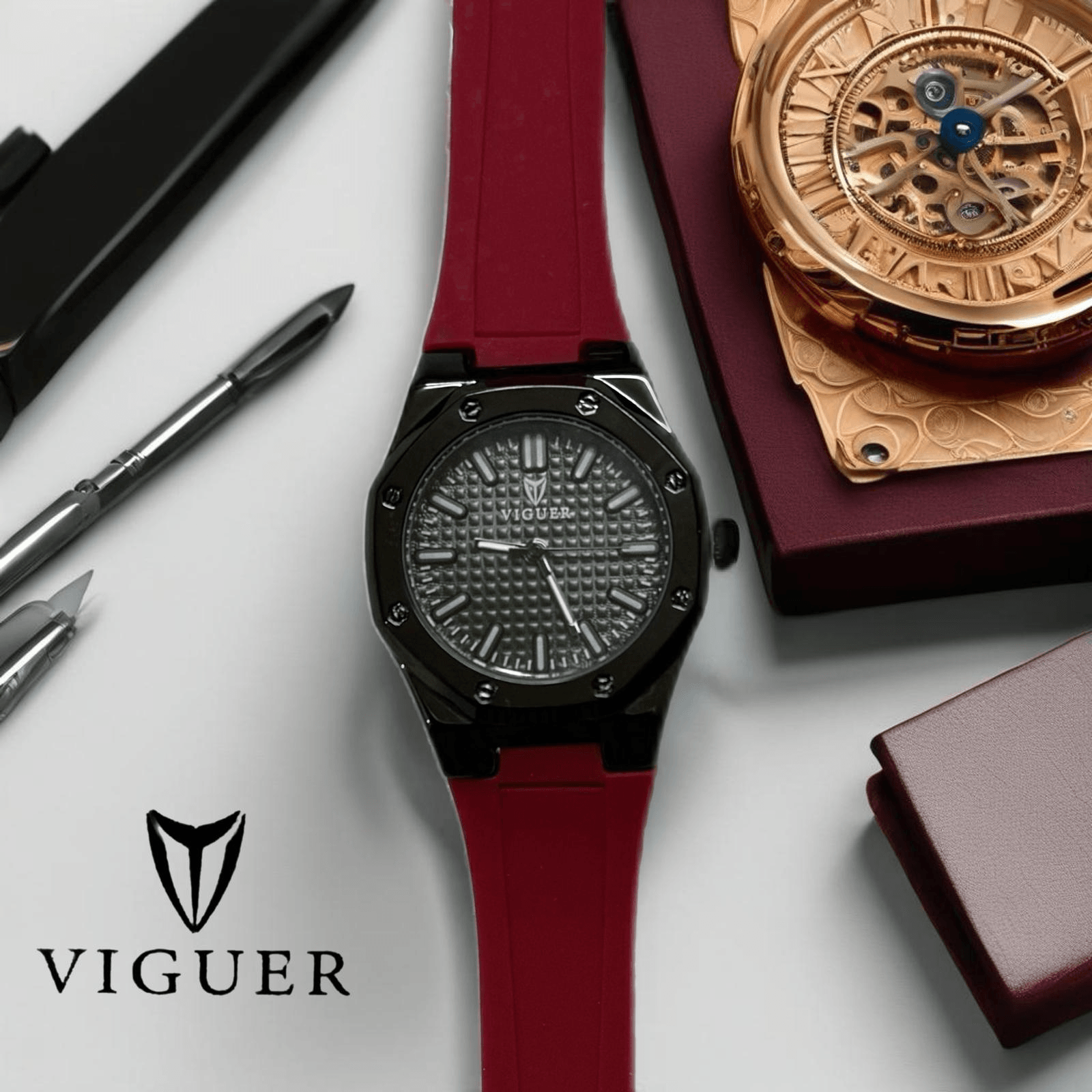 ساعة يد نسائية أنالوج مقاومة للماء من VIGUER - 1209L