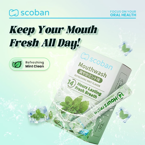 Scoban Mouthwash Refreshing Mint Flavor - 10ml × 20 Packs