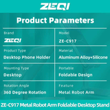 حامل سطح مكتب قابل للطي بذراع روبوت معدني من ZEQI ZE-C917