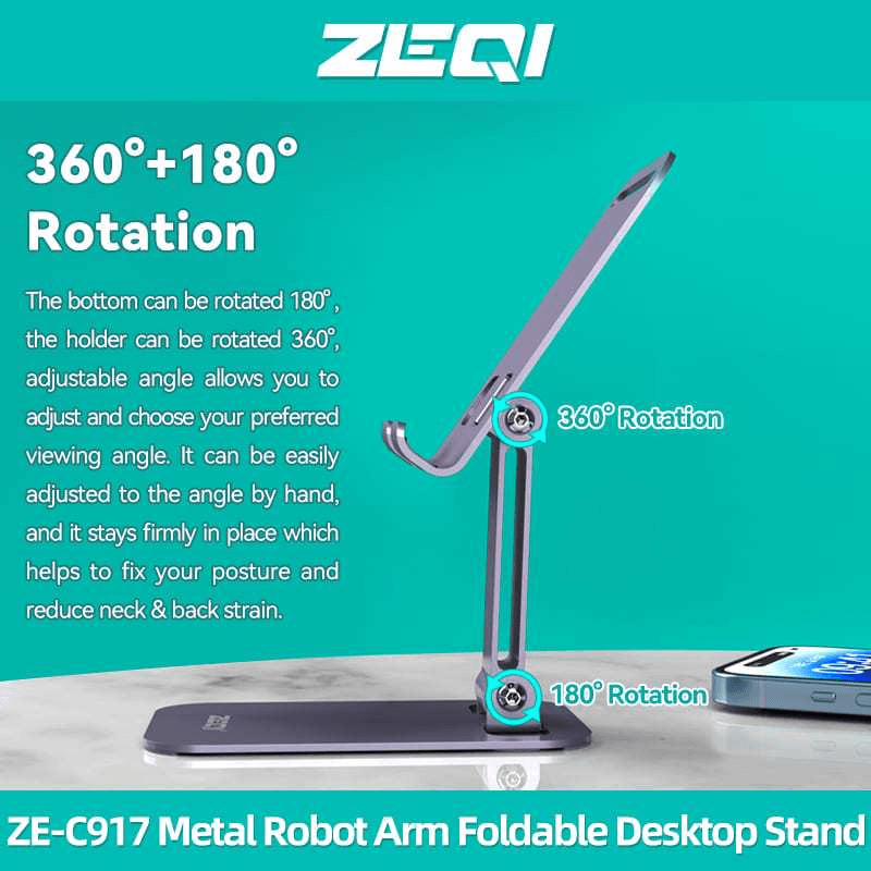 حامل سطح مكتب قابل للطي بذراع روبوت معدني من ZEQI ZE-C917