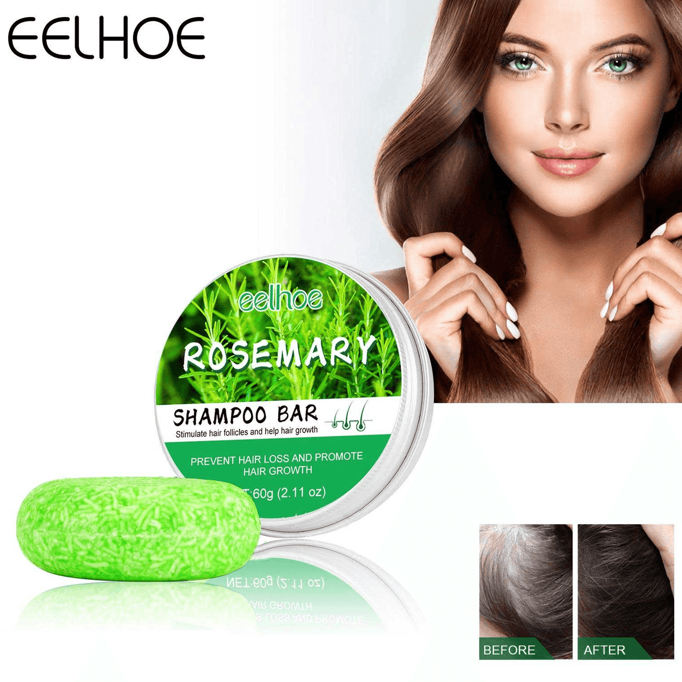 EELHOE Rosemary Shampoo Bar Promote Hair Growth - 60g