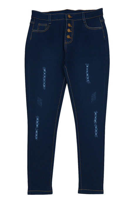 Women's Distressed Skinny Dark Blue Jeans