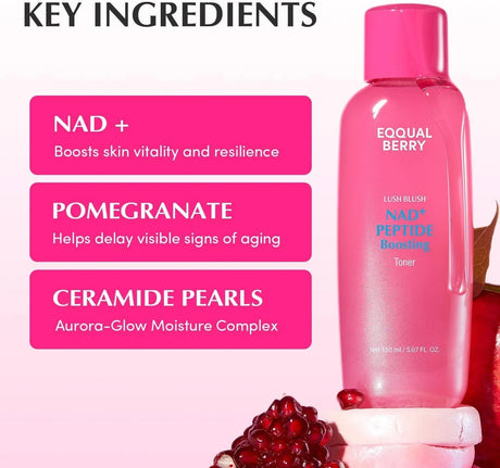 Eqqualberry Lush Blush NAD+ Peptide Boosting Toner - 150ml