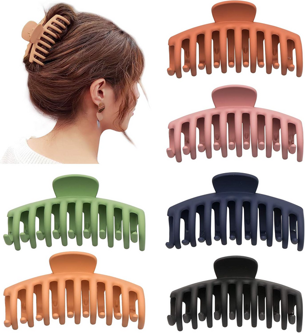 Non Slip Hair Claw Clips For Women - 6 Pcs (C02)