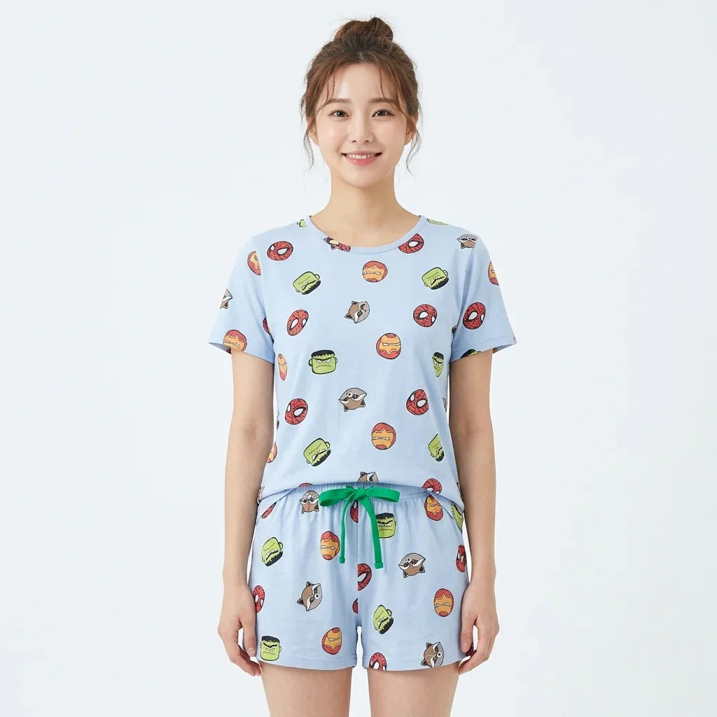 Trendy Cotton T-Shirt & Shorts 2pcs Set #7351