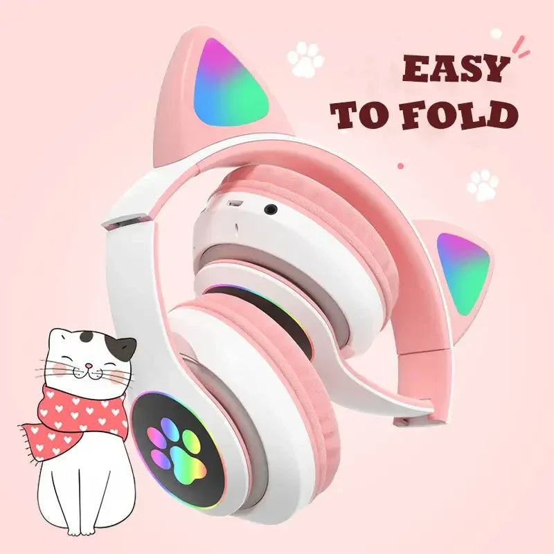 RGB Glow Lights Cat Ear Wireless Headphone STN-28