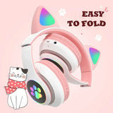 RGB Glow Lights Cat Ear Wireless Headphone STN-28